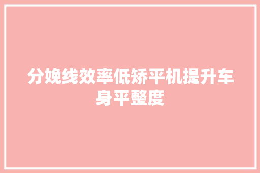 分娩线效率低矫平机提升车身平整度 汽车知识