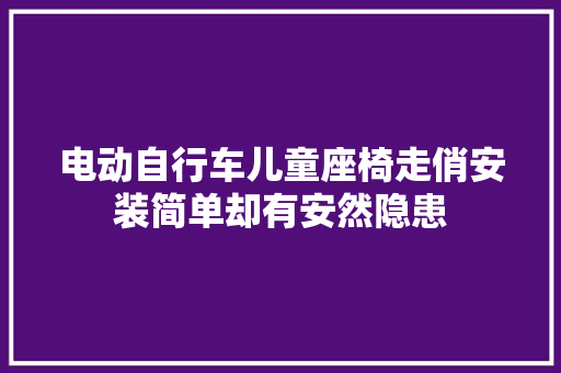 电动自行车儿童座椅走俏安装简单却有安然隐患