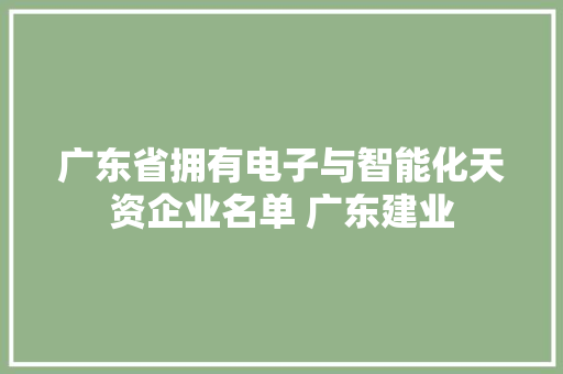 广东省拥有电子与智能化天资企业名单 广东建业