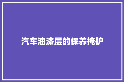 汽车油漆层的保养掩护