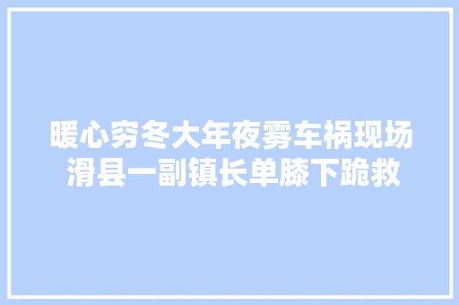 暖心穷冬大年夜雾车祸现场 滑县一副镇长单膝下跪救伤员