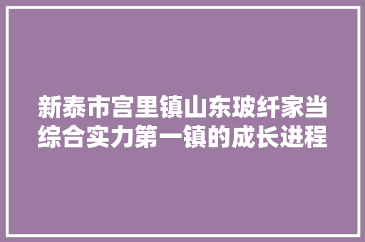 新泰市宫里镇山东玻纤家当综合实力第一镇的成长进程