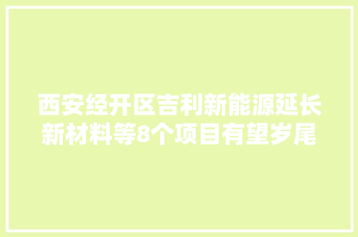 西安经开区吉利新能源延长新材料等8个项目有望岁尾落成