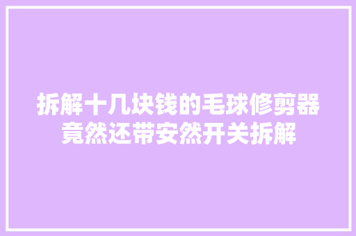 拆解十几块钱的毛球修剪器竟然还带安然开关拆解