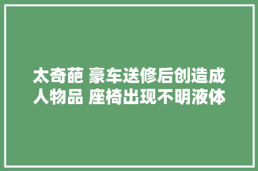 太奇葩 豪车送修后创造成人物品 座椅出现不明液体 引热议
