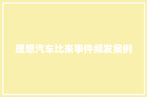 理想汽车比来事件频发案例
