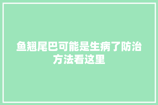 鱼翘尾巴可能是生病了防治方法看这里