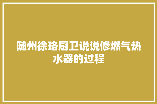 随州徐珞厨卫说说修燃气热水器的过程