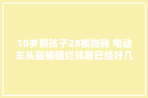 10岁熊孩子28楼抛砖 电动车头盔被砸烂邻居已经好几回了