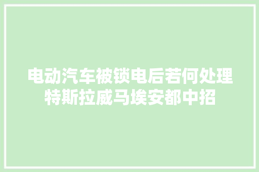 电动汽车被锁电后若何处理特斯拉威马埃安都中招