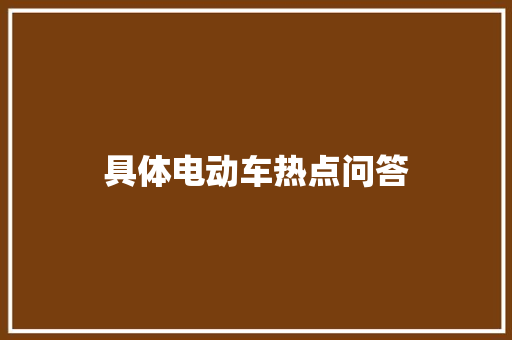 具体电动车热点问答