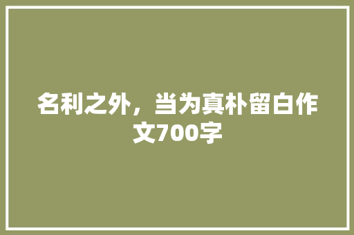 名利之外，当为真朴留白作文700字