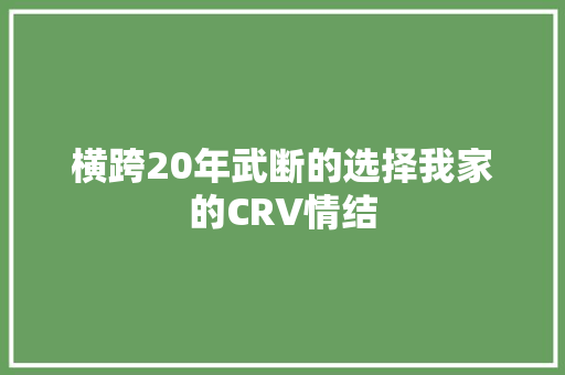 横跨20年武断的选择我家的CRV情结