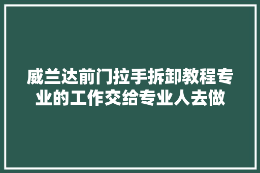 威兰达前门拉手拆卸教程专业的工作交给专业人去做