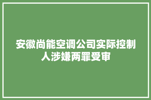 安徽尚能空调公司实际控制人涉嫌两罪受审