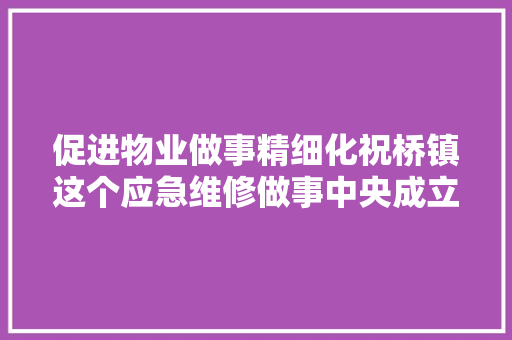 促进物业做事精细化祝桥镇这个应急维修做事中央成立