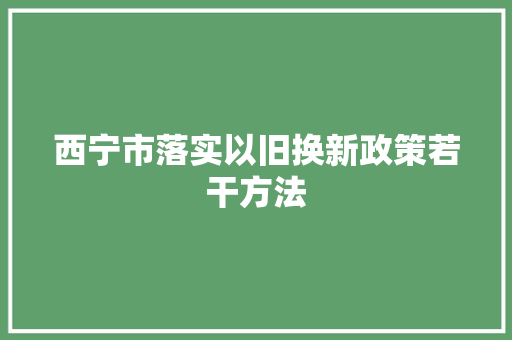 西宁市落实以旧换新政策若干方法