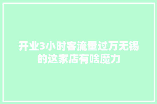 开业3小时客流量过万无锡的这家店有啥魔力