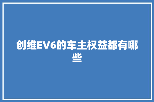 创维EV6的车主权益都有哪些