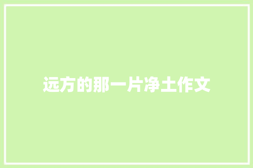 远方的那一片净土作文