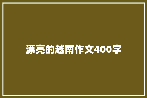 漂亮的越南作文400字