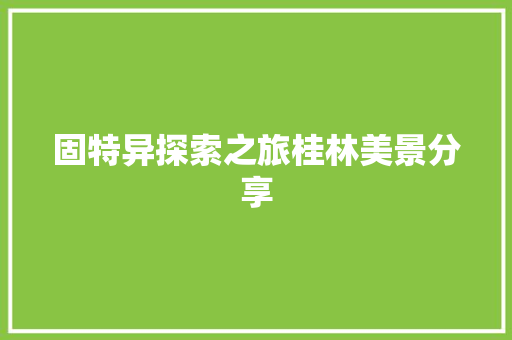 固特异探索之旅桂林美景分享