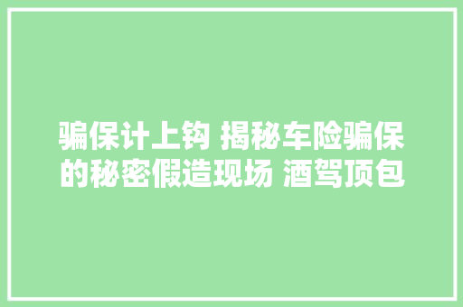骗保计上钩 揭秘车险骗保的秘密假造现场 酒驾顶包