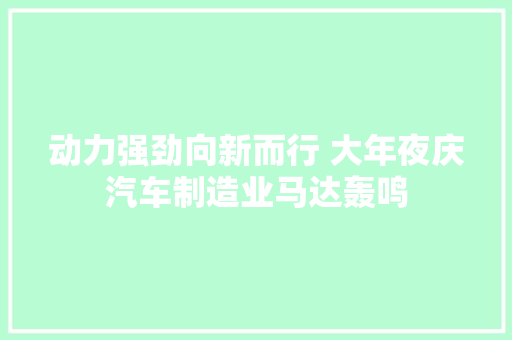 动力强劲向新而行 大年夜庆汽车制造业马达轰鸣