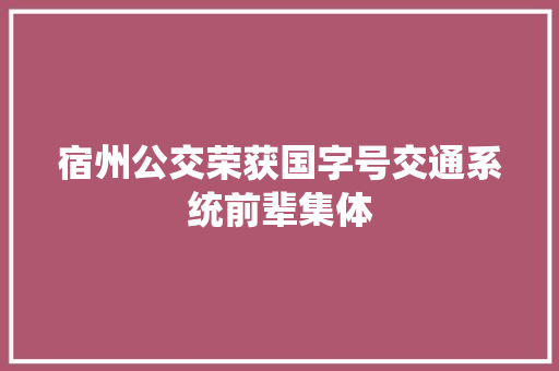 宿州公交荣获国字号交通系统前辈集体