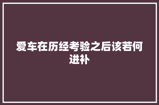 爱车在历经考验之后该若何进补
