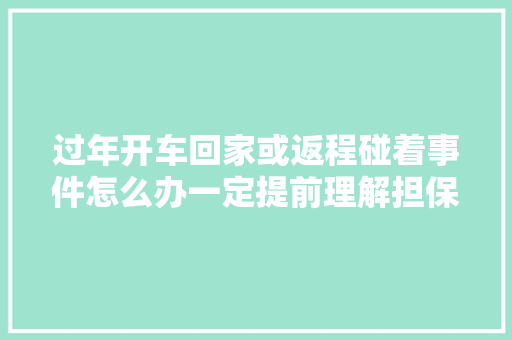 过年开车回家或返程碰着事件怎么办一定提前理解担保不吃亏。