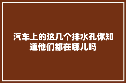 汽车上的这几个排水孔你知道他们都在哪儿吗