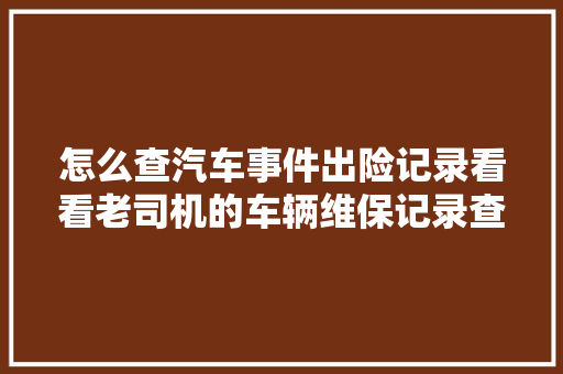 怎么查汽车事件出险记录看看老司机的车辆维保记录查询办法
