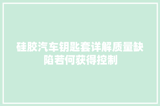 硅胶汽车钥匙套详解质量缺陷若何获得控制