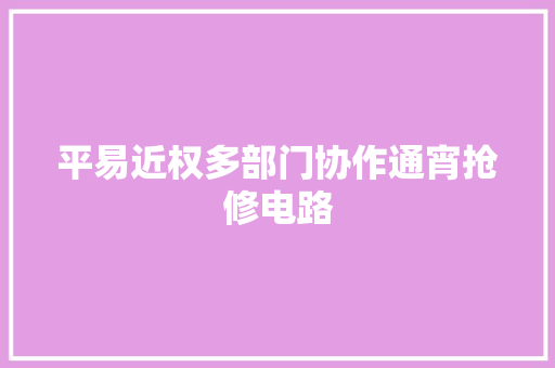 平易近权多部门协作通宵抢修电路