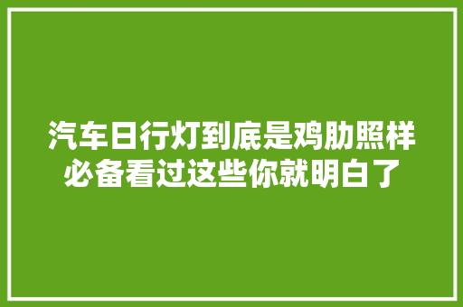 汽车日行灯到底是鸡肋照样必备看过这些你就明白了