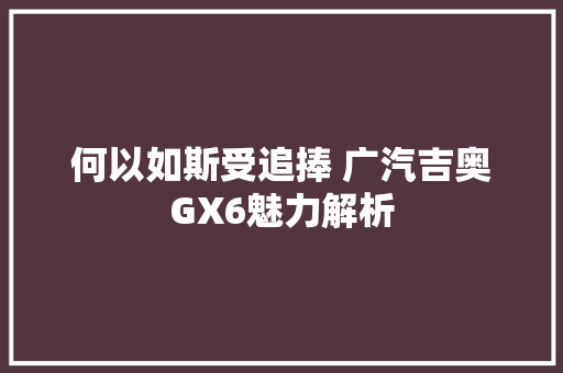 何以如斯受追捧 广汽吉奥GX6魅力解析