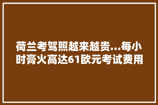荷兰考驾照越来越贵…每小时膏火高达61欧元考试费用也在涨