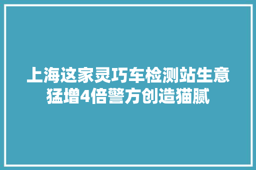上海这家灵巧车检测站生意猛增4倍警方创造猫腻