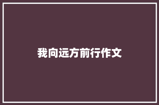 我向远方前行作文