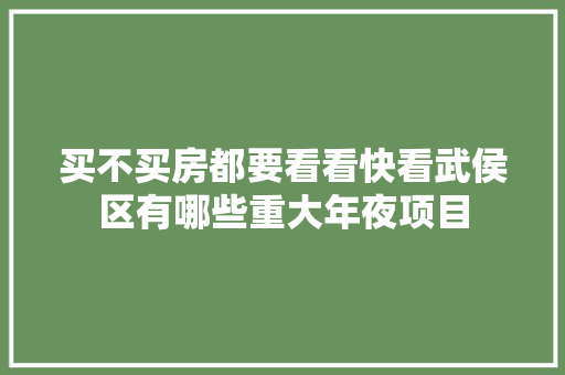 买不买房都要看看快看武侯区有哪些重大年夜项目