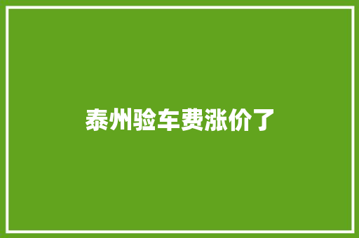 泰州验车费涨价了