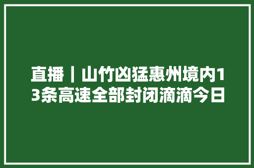 直播｜山竹凶猛惠州境内13条高速全部封闭滴滴今日停运
