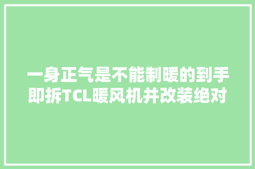 一身正气是不能制暖的到手即拆TCL暖风机并改装绝对有亮点 汽车知识