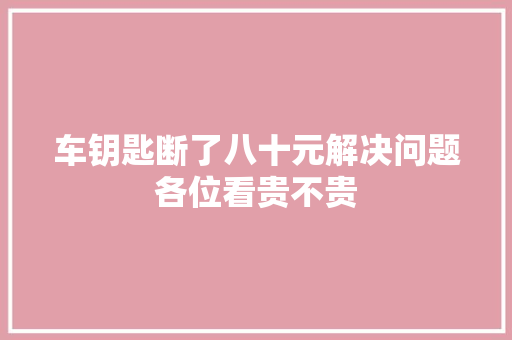 车钥匙断了八十元解决问题各位看贵不贵