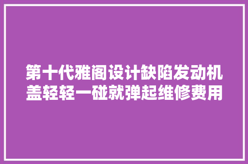 第十代雅阁设计缺陷发动机盖轻轻一碰就弹起维修费用高达万元