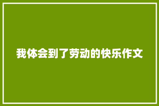 我体会到了劳动的快乐作文