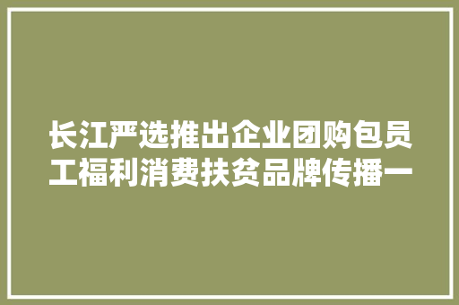 长江严选推出企业团购包员工福利消费扶贫品牌传播一站搞定