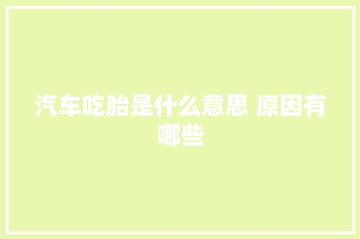 汽车吃胎是什么意思 原因有哪些