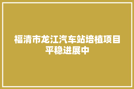 福清市龙江汽车站培植项目平稳进展中